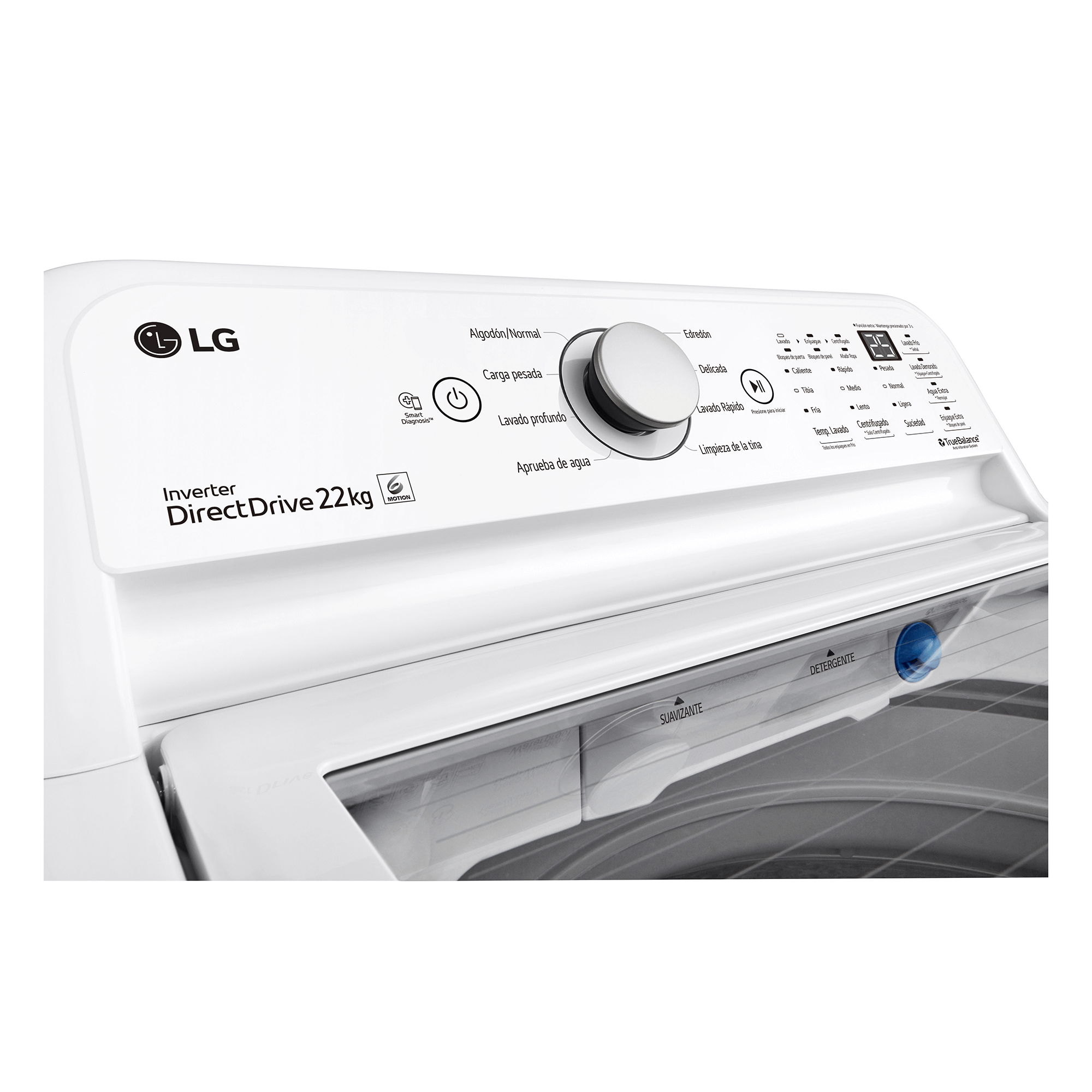 Lavadora LG Carga Superior Turbo Wash 3D Inverter Dd con 6 Motion Dd 22 Kg  Blanca